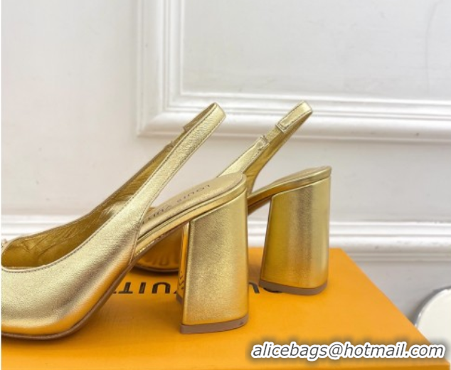 Perfect Louis Vuitton Swing Slingback Pump 9cm in Calf Leather Gold 2025 1AGTY9