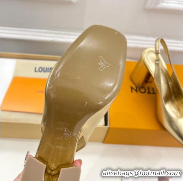 Perfect Louis Vuitton Swing Slingback Pump 9cm in Calf Leather Gold 2025 1AGTY9