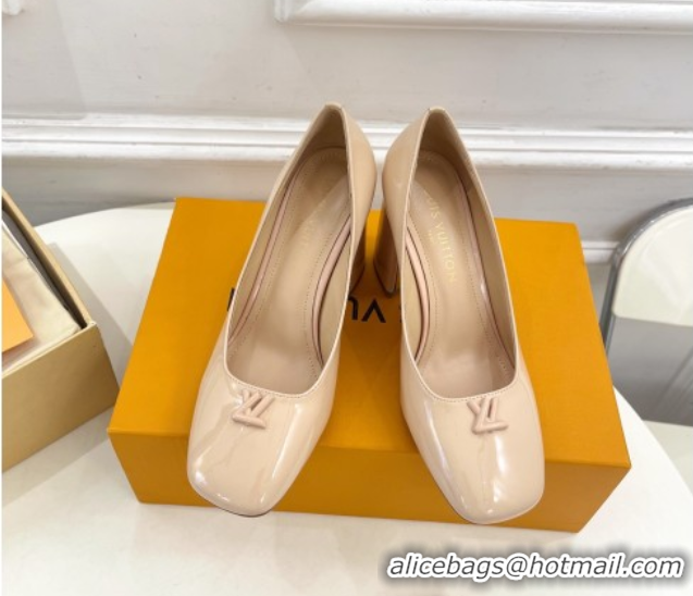 Unique Discount Louis Vuitton Swing Pumps 9cm in Patent Leather Nude Pink 2025 1AGTY9