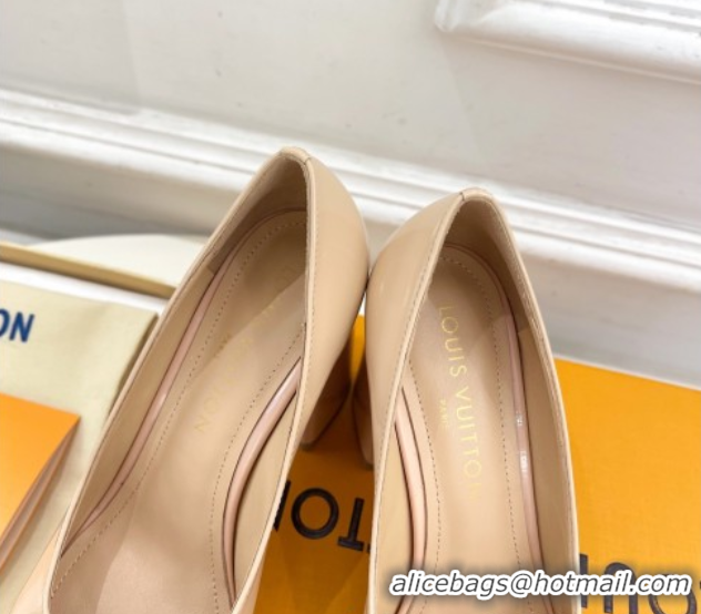 Unique Discount Louis Vuitton Swing Pumps 9cm in Patent Leather Nude Pink 2025 1AGTY9