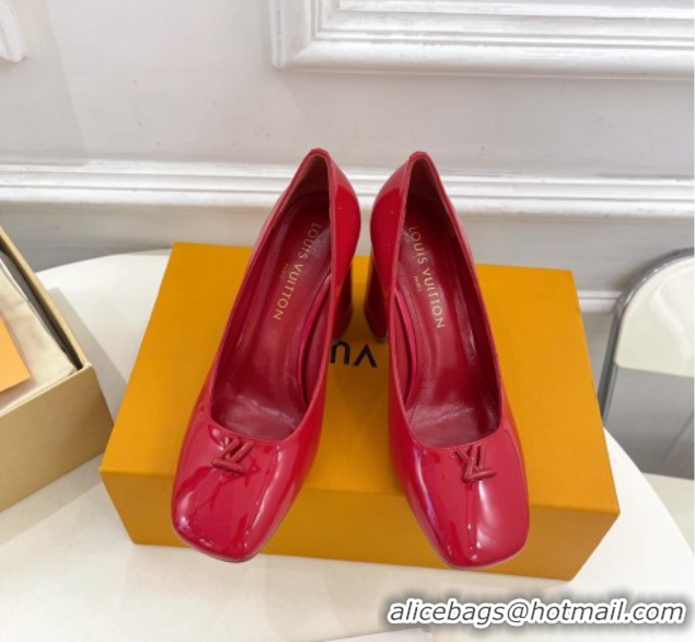 Charming Louis Vuitton Swing Pumps 9cm in Patent Leather Red 2025 1AGTY9