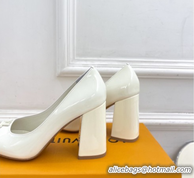Trendy Design Louis Vuitton Swing Pumps 9cm in Patent Leather White 2025 1AGTY9