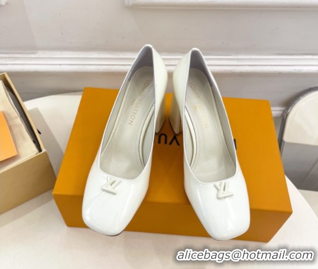 Trendy Design Louis Vuitton Swing Pumps 9cm in Patent Leather White 2025 1AGTY9