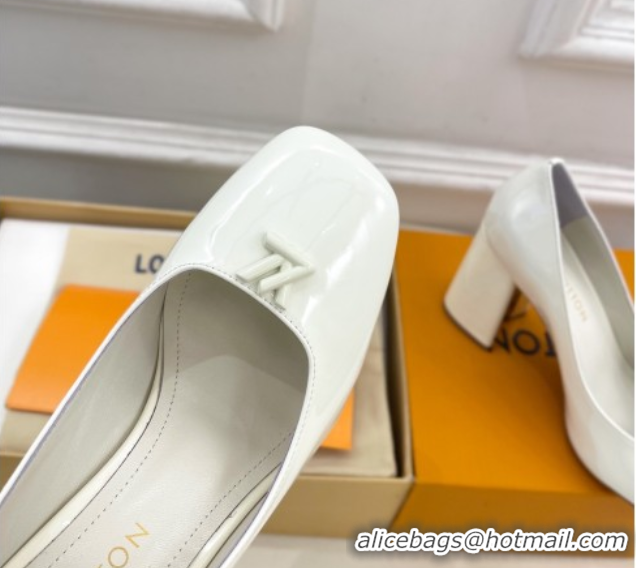Trendy Design Louis Vuitton Swing Pumps 9cm in Patent Leather White 2025 1AGTY9
