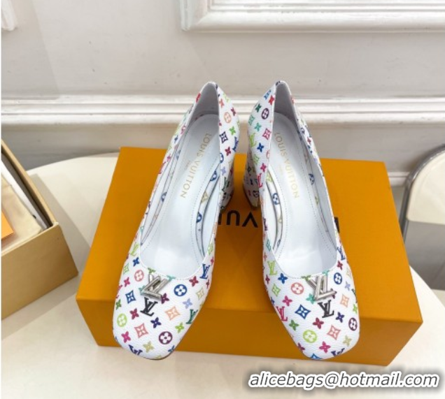 Durable Louis Vuitton LV x TM Swing Pumps 9cm in Multicolor Monogram Canvas White 2025 1AGTY9 0422168