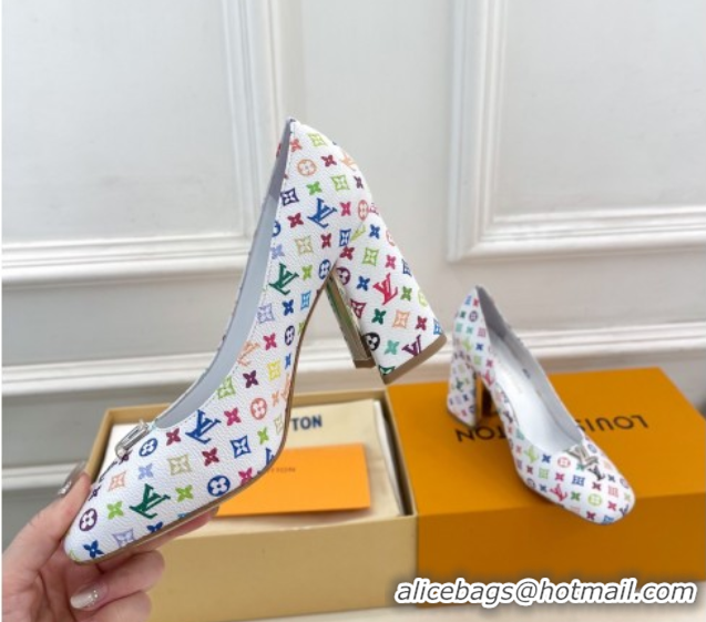 Durable Louis Vuitton LV x TM Swing Pumps 9cm in Multicolor Monogram Canvas White 2025 1AGTY9 0422168