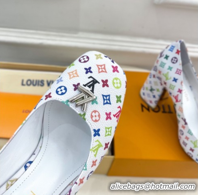 Durable Louis Vuitton LV x TM Swing Pumps 9cm in Multicolor Monogram Canvas White 2025 1AGTY9 0422168