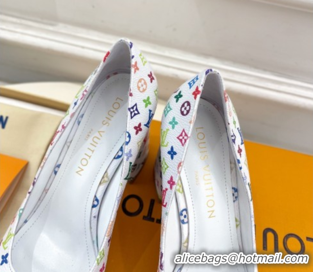 Durable Louis Vuitton LV x TM Swing Pumps 9cm in Multicolor Monogram Canvas White 2025 1AGTY9 0422168