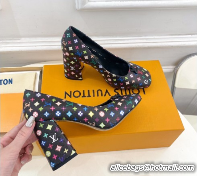 Top Design Louis Vuitton LV x TM Swing Pumps 9cm in Multicolor Monogram Canvas Black 2025 1AGTY9 0422169