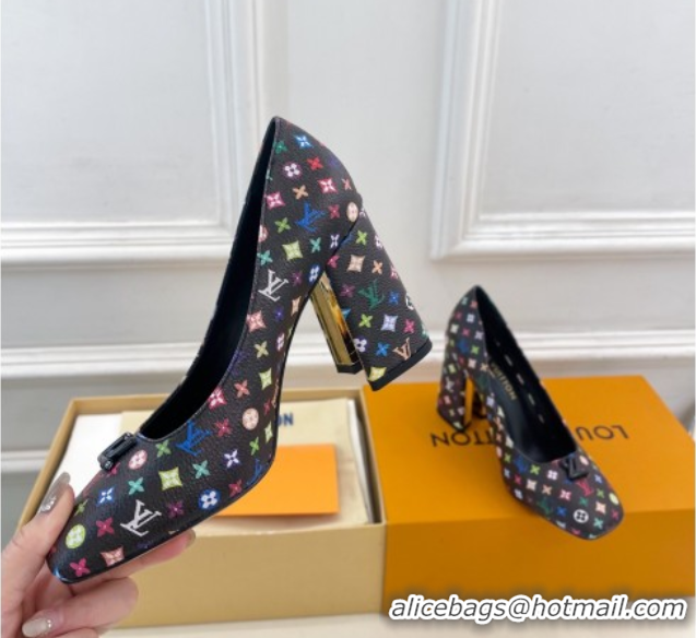 Top Design Louis Vuitton LV x TM Swing Pumps 9cm in Multicolor Monogram Canvas Black 2025 1AGTY9 0422169