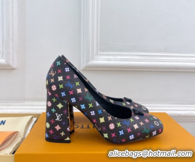 Top Design Louis Vuitton LV x TM Swing Pumps 9cm in Multicolor Monogram Canvas Black 2025 1AGTY9 0422169