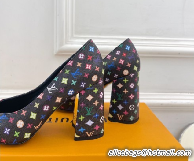 Top Design Louis Vuitton LV x TM Swing Pumps 9cm in Multicolor Monogram Canvas Black 2025 1AGTY9 0422169