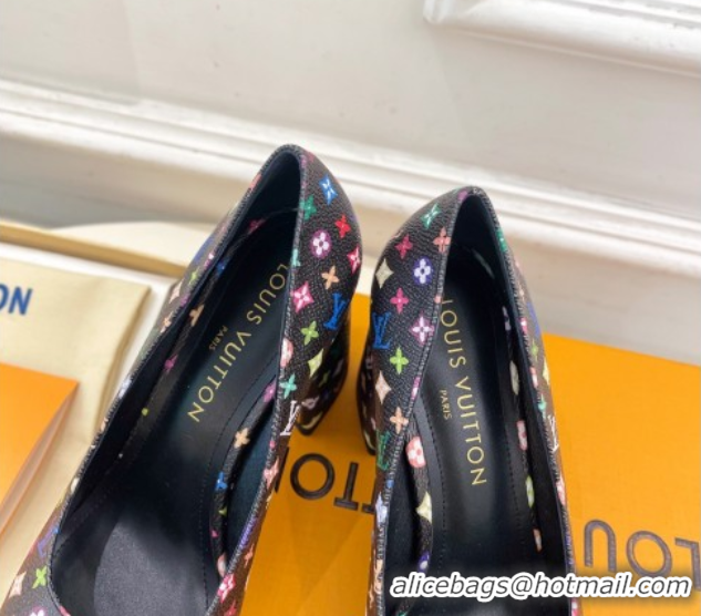 Top Design Louis Vuitton LV x TM Swing Pumps 9cm in Multicolor Monogram Canvas Black 2025 1AGTY9 0422169
