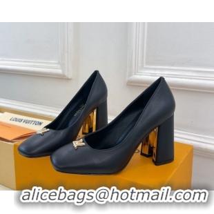 Sophisticated Louis Vuitton Swing Pumps 9cm in Calf Leather Black 2025 1AGTY9 0422171