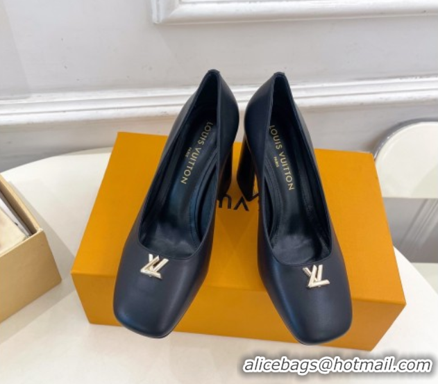 Sophisticated Louis Vuitton Swing Pumps 9cm in Calf Leather Black 2025 1AGTY9 0422171