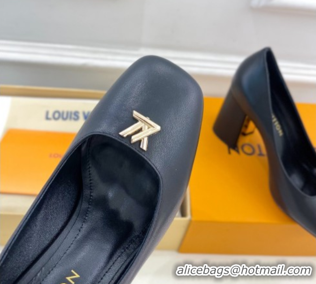 Sophisticated Louis Vuitton Swing Pumps 9cm in Calf Leather Black 2025 1AGTY9 0422171