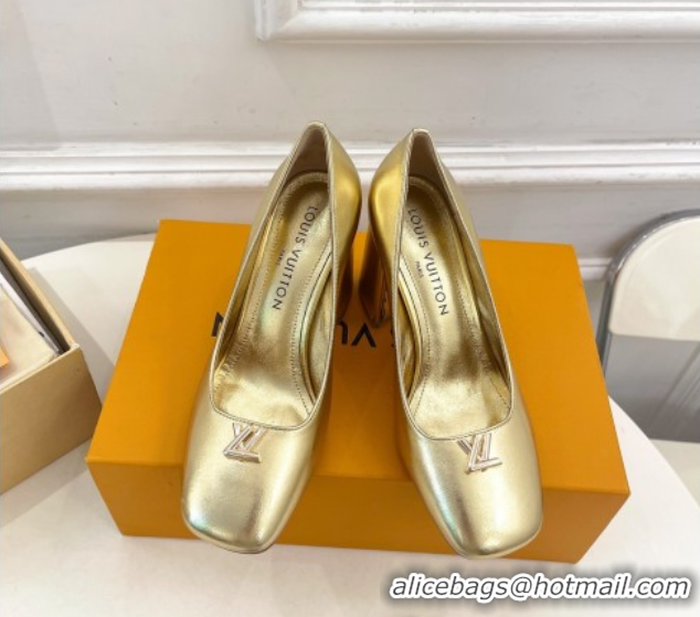 Fashion Louis Vuitton Swing Pumps 9cm in Calf Leather Gold 2025 1AGTY9 0422173