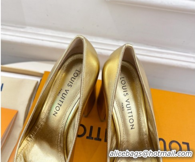 Fashion Louis Vuitton Swing Pumps 9cm in Calf Leather Gold 2025 1AGTY9 0422173