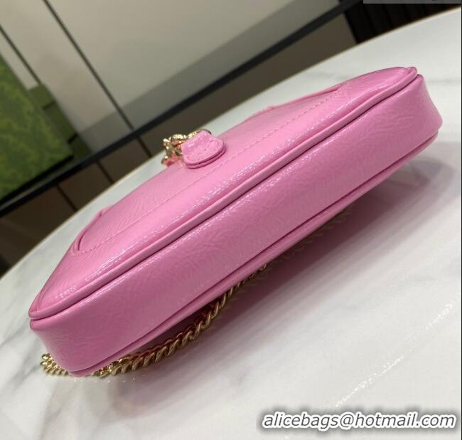 Top Grade Gucci Jackie Notte Mini Bag in Crinkled Patent Leather ‎782889 Pink 2024