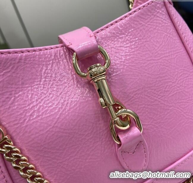 Top Grade Gucci Jackie Notte Mini Bag in Crinkled Patent Leather ‎782889 Pink 2024