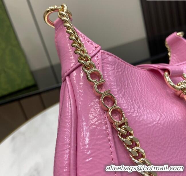 Top Grade Gucci Jackie Notte Mini Bag in Crinkled Patent Leather ‎782889 Pink 2024