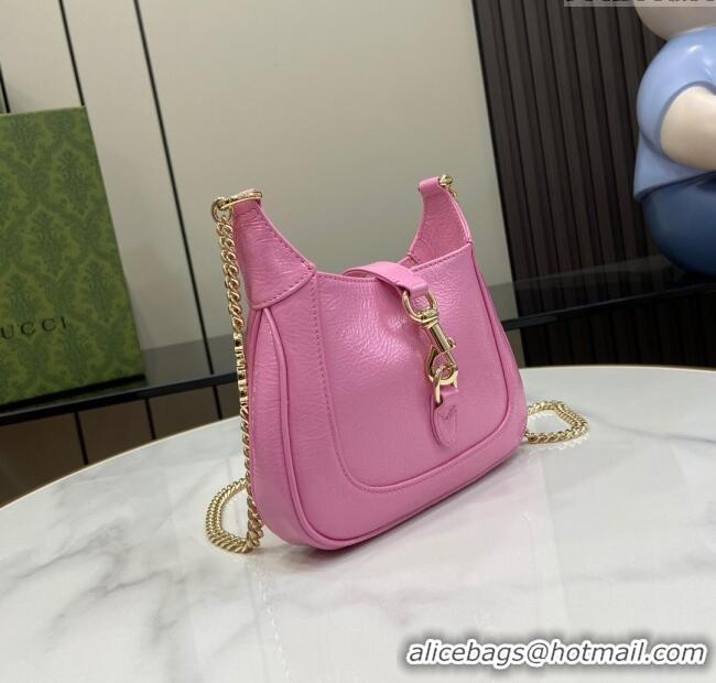 Top Grade Gucci Jackie Notte Mini Bag in Crinkled Patent Leather ‎782889 Pink 2024