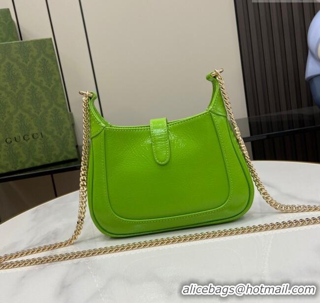 Buy Fashionable Gucci Jackie Notte Mini Bag in Crinkled Patent Leather ‎782889 Green 2024