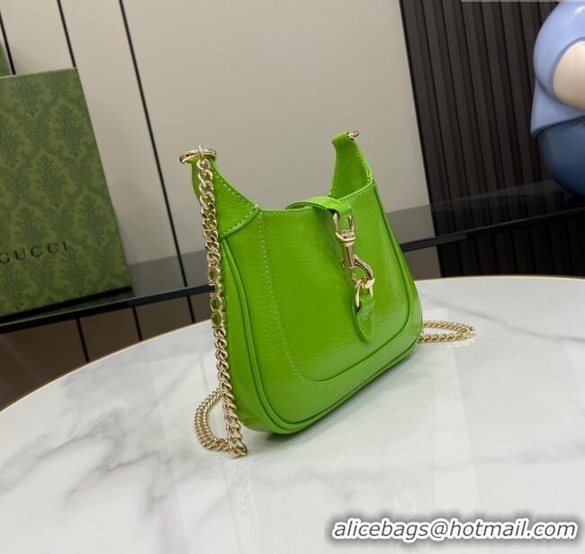 Buy Fashionable Gucci Jackie Notte Mini Bag in Crinkled Patent Leather ‎782889 Green 2024
