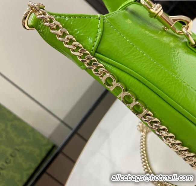 Buy Fashionable Gucci Jackie Notte Mini Bag in Crinkled Patent Leather ‎782889 Green 2024