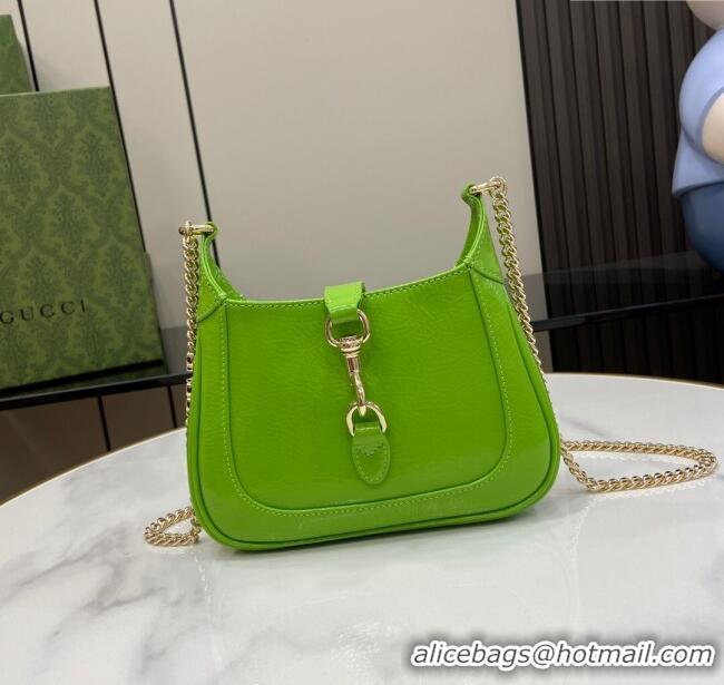 Buy Fashionable Gucci Jackie Notte Mini Bag in Crinkled Patent Leather ‎782889 Green 2024