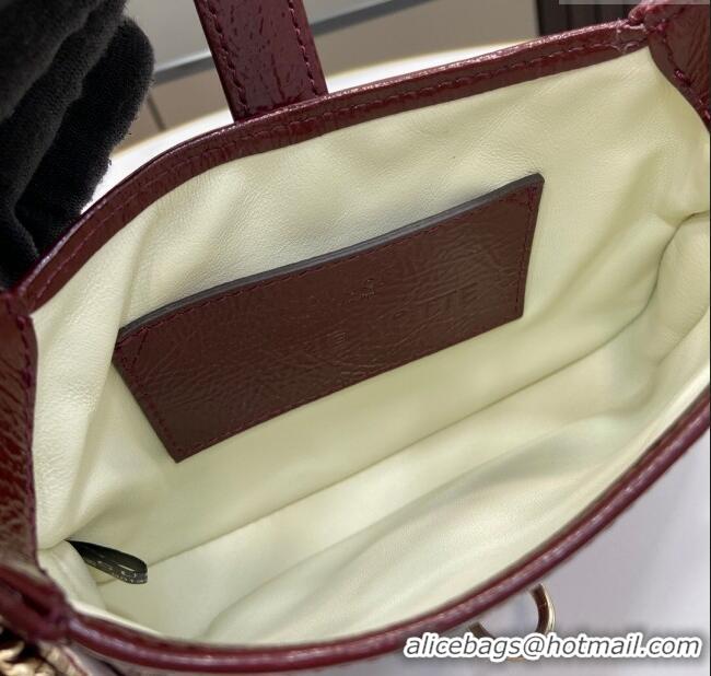 Original Cheap Gucci Jackie Notte Mini Bag in Crinkled Patent Leather ‎782889 Burgundy 2024