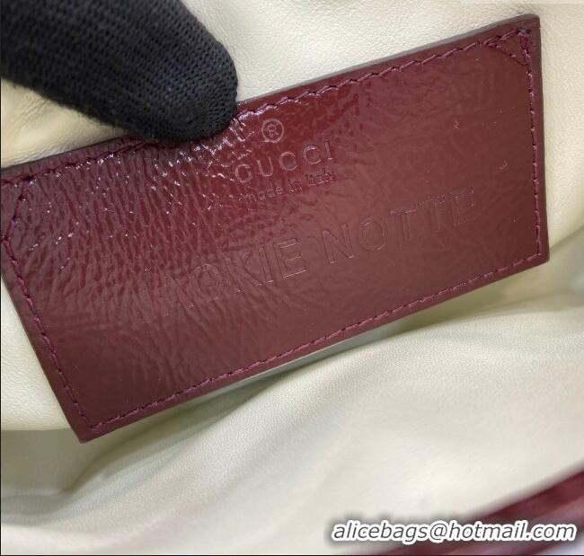 Original Cheap Gucci Jackie Notte Mini Bag in Crinkled Patent Leather ‎782889 Burgundy 2024