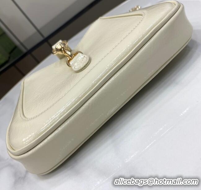 Market Sells Gucci Jackie Notte Mini Bag in Crinkled Patent Leather ‎782889 Ivory 2024