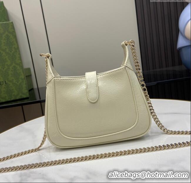 Market Sells Gucci Jackie Notte Mini Bag in Crinkled Patent Leather ‎782889 Ivory 2024