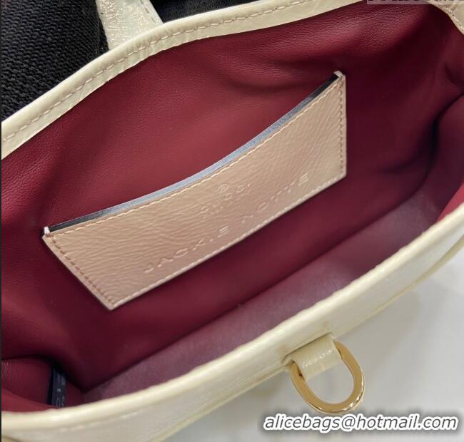 Market Sells Gucci Jackie Notte Mini Bag in Crinkled Patent Leather ‎782889 Ivory 2024