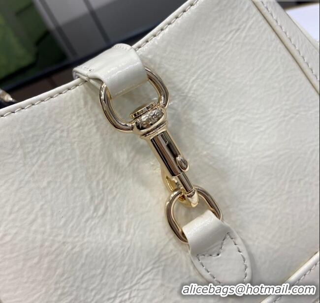 Market Sells Gucci Jackie Notte Mini Bag in Crinkled Patent Leather ‎782889 Ivory 2024