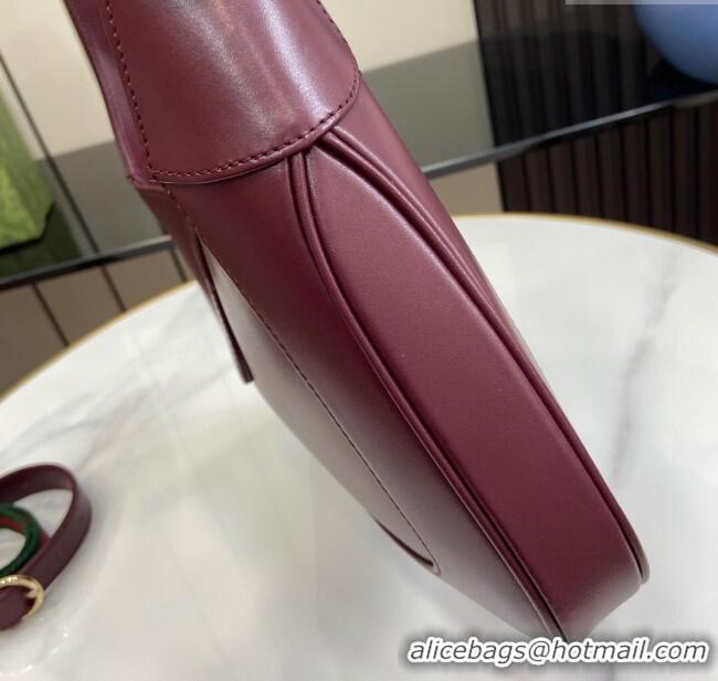 Luxury Cheap Gucci Jackie Small Shoulder Bag in Smooth Leather 782849 Burgundy 2024