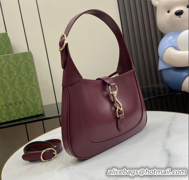 Luxury Cheap Gucci Jackie Small Shoulder Bag in Smooth Leather 782849 Burgundy 2024