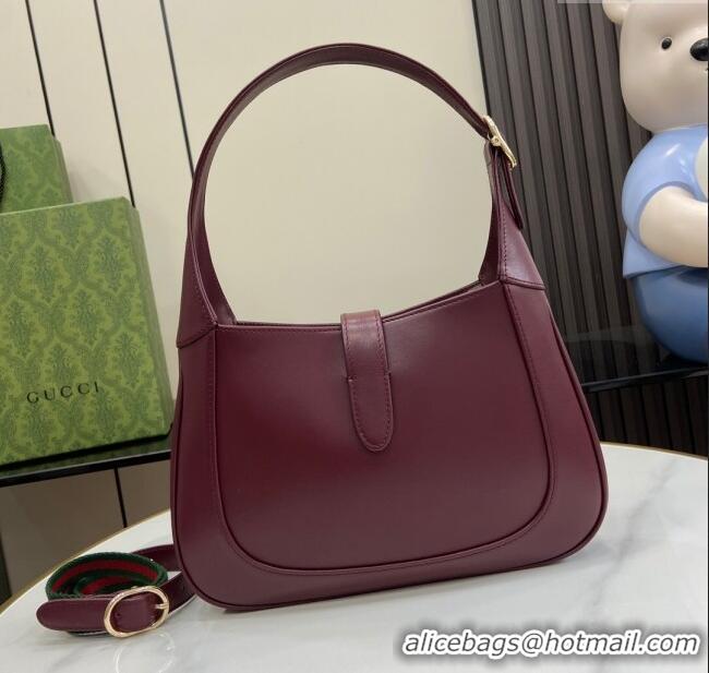 Luxury Cheap Gucci Jackie Small Shoulder Bag in Smooth Leather 782849 Burgundy 2024