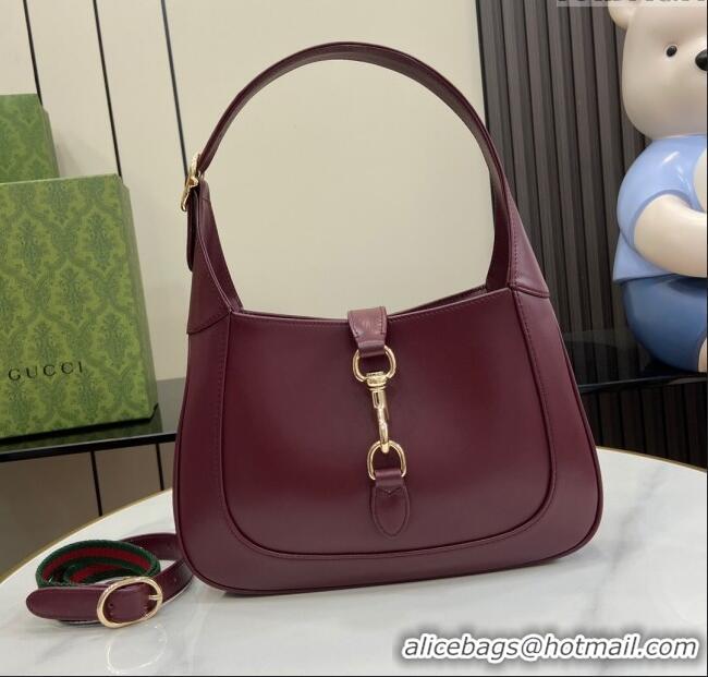 Luxury Cheap Gucci Jackie Small Shoulder Bag in Smooth Leather 782849 Burgundy 2024