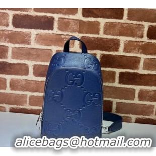 Affordable Price Gucci Mens Jumbo GG Leather Crossbody Bag 766937 Blue 2024