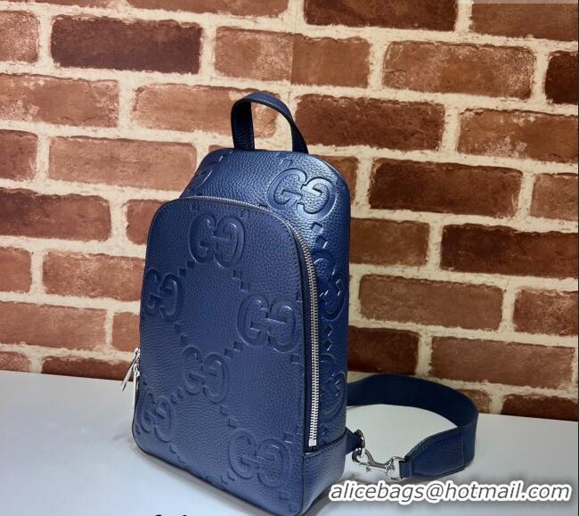 Affordable Price Gucci Mens Jumbo GG Leather Crossbody Bag 766937 Blue 2024