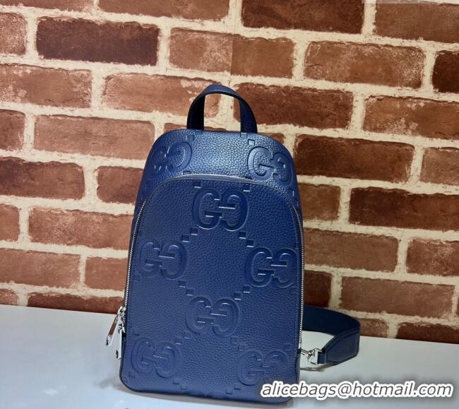 Affordable Price Gucci Mens Jumbo GG Leather Crossbody Bag 766937 Blue 2024