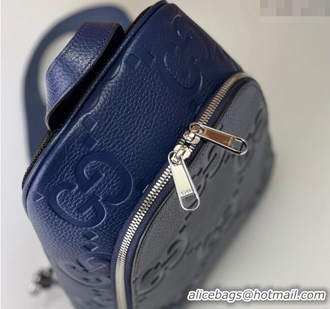 Affordable Price Gucci Mens Jumbo GG Leather Crossbody Bag 766937 Blue 2024