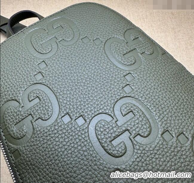 Best Price Gucci Mens Jumbo GG Leather Crossbody Bag 766937 Green 2024