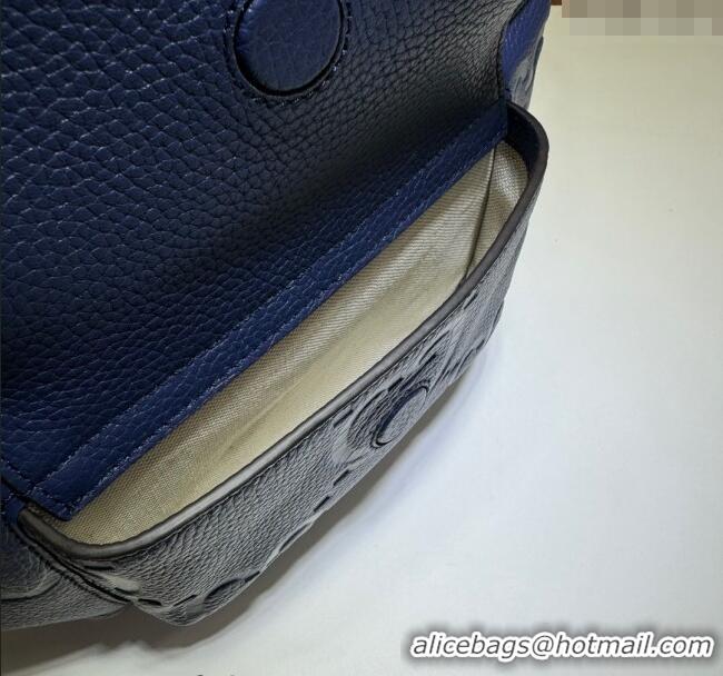 Grade Cheap Gucci Jumbo GG Embossed Leather Belt Bag 645093 Blue 2024