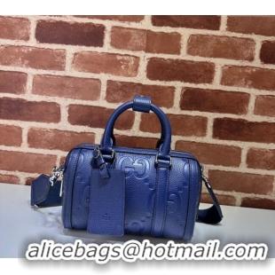 Good Taste Gucci Jumbo GG Embossed Leather Mini Duffle bag 725292 Blue 2024