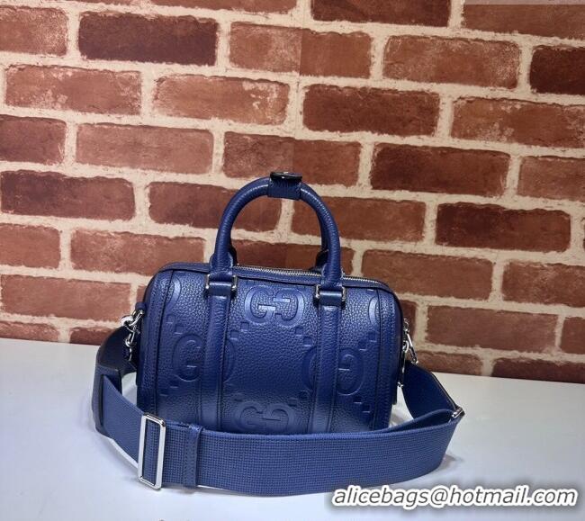 Good Taste Gucci Jumbo GG Embossed Leather Mini Duffle bag 725292 Blue 2024