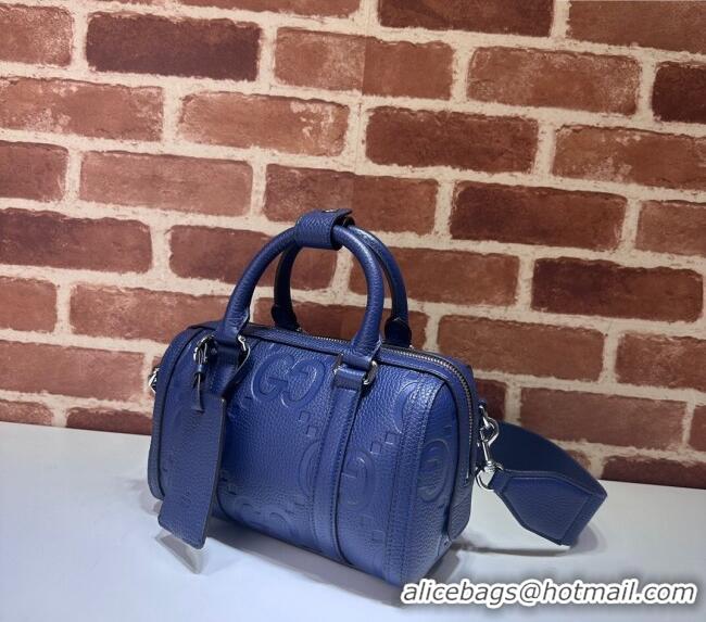 Good Taste Gucci Jumbo GG Embossed Leather Mini Duffle bag 725292 Blue 2024
