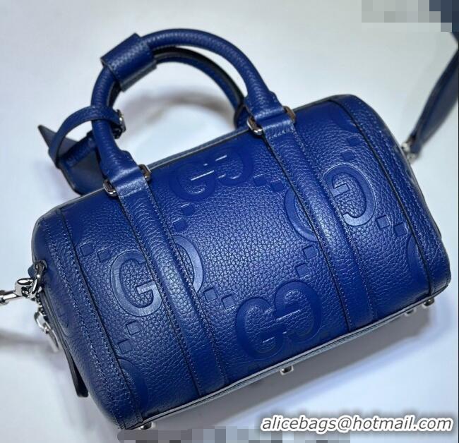 Good Taste Gucci Jumbo GG Embossed Leather Mini Duffle bag 725292 Blue 2024